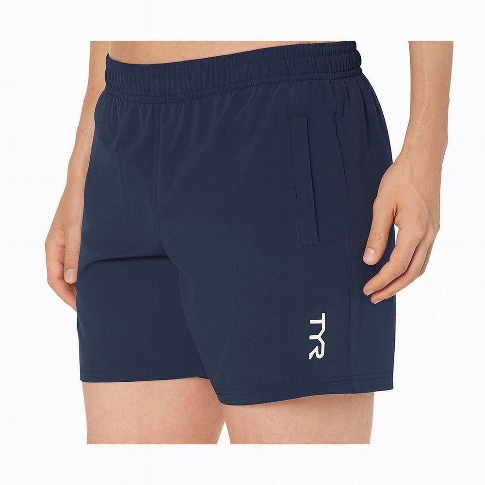 TYR Sea View Land Water Swim Shorts Men’s L Blue Elastic Waist Lined Pockets